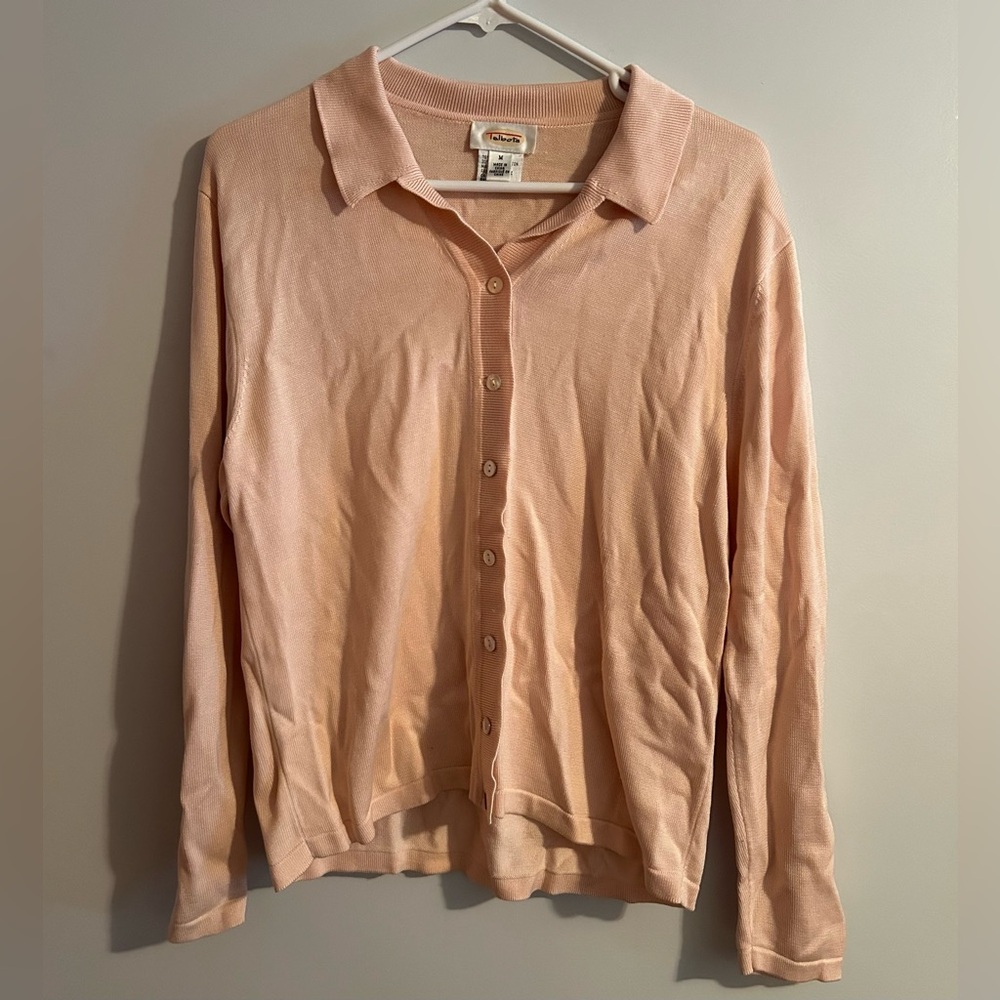 Powder Pink 70% Silk Button Up Cardigan. Talbots. Womens M